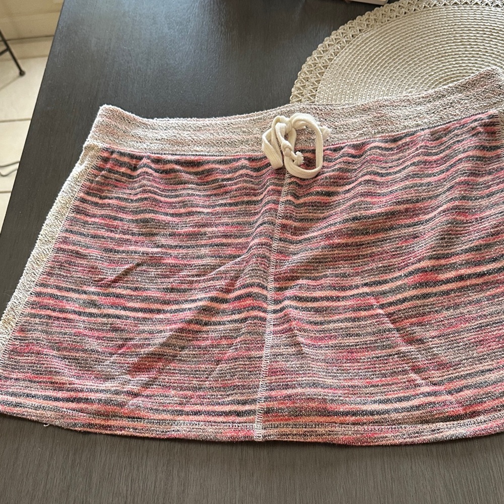 Maurices Striped Pink and Gray Terry Mini Skirt